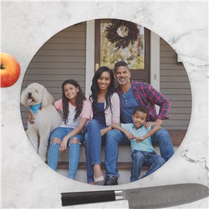 Personalized Photo Round Glass Cutting Board by Gifts For You Now