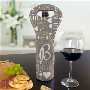 Personalized Framed Initial Word Art Wine Gift Bag by Gifts For You Now