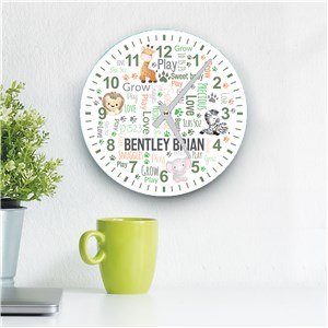 Personalized Safari Word Art Wall Clock by Gifts For You Now