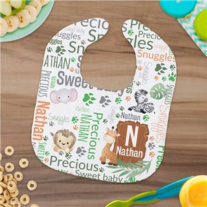Personalized Safari Word Art Baby Bib by Gifts For You Now