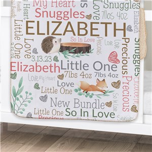 Personalized Woodland Word Art Baby Sherpa Blanket by Gifts For You Now