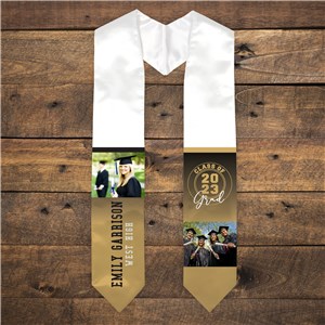 Personalized Grad Photo with Circle Logo Graduation Stole by Gifts For You Now