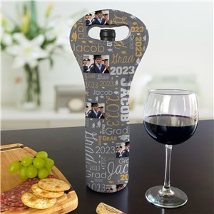 Personalized Grad Photo Word Art Wine Gift Bag by Gifts For You Now