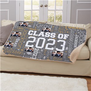 Personalized Grad Photo Word Art Sherpa Blanket by Gifts For You Now