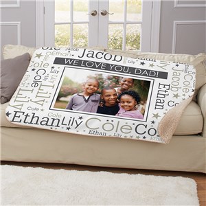 Personalized We Love Dad Word Art Sherpa Blanket by Gifts For You Now