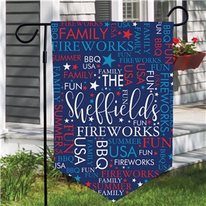 Personalized Red White and Blue Word Art Pennant Garden Flag by Gifts For You Now