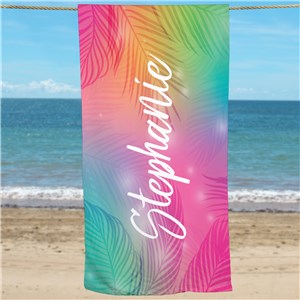 Personalized Tropical Leaves Beach Towel by Gifts For You Now