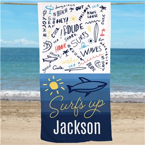 Personalized Surf's Up Beach Towel by Gifts For You Now