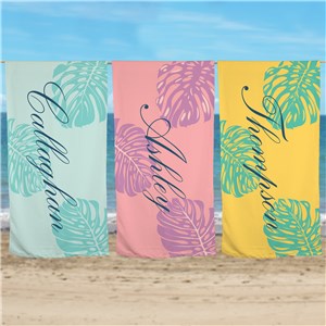 Personalized Botanical Beach Towel by Gifts For You Now