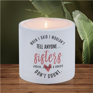 Personalized Sisters Don't Count LED Candle with Holder by Gifts For You Now photo