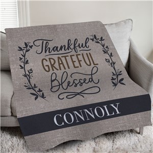 Personalized Thankful Grateful Blessed Sweatshirt Blanket by Gifts For You Now