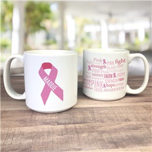 Personalized Breast Cancer Support Words Large Mug by Gifts For You Now