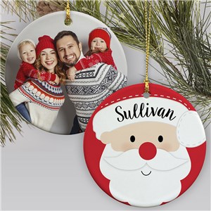 Personalized Santa Photo Double Sided Round Christmas Ornament by Gifts For You Now