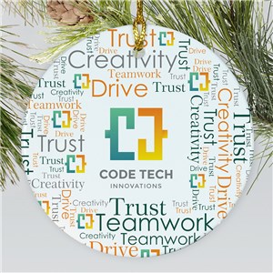 Personalized Corporate Logo Word Art Round Christmas Ornament by Gifts For You Now