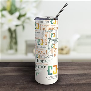 Personalized Diagonal Corporate Logo Word Art Tumbler with Straw by Gifts For You Now