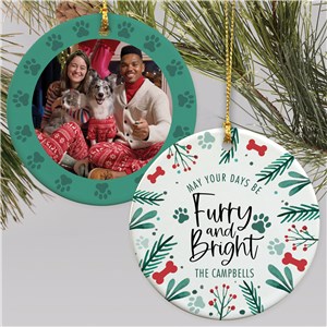 Personalized Furry & Bright Photo Double Sided Round Christmas Ornament by Gifts For You Now