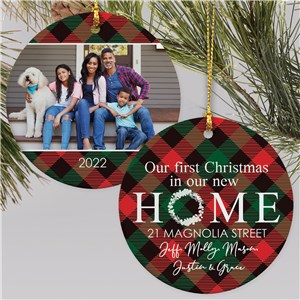 Personalized New Home Photo Double Sided Round Christmas Ornament by Gifts For You Now