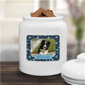 Personalized Pet Photo Treat Jar - Home Blue - Large by Gifts For You Now