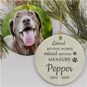 Personalized Loved Beyond Words Photo Double Sided Round Christmas Ornament by Gifts For You Now