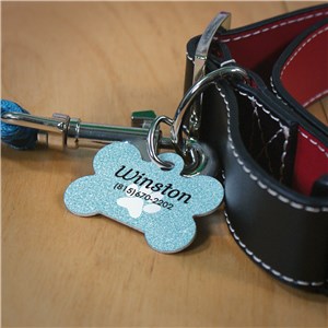 Personalized Glitter Paw Bone Pet Tag by Gifts For You Now
