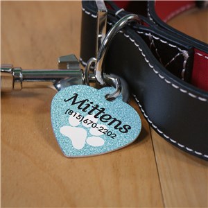 Personalized Glitter Paw Heart Pet Tag by Gifts For You Now