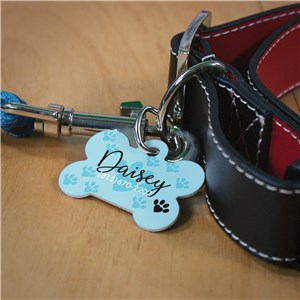 Personalized Paw Pattern Bone Pet Tag by Gifts For You Now