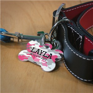 Personalized Camo Print Bone Pet Tag by Gifts For You Now