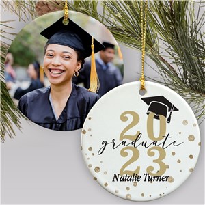 Personalized Graduate Photo Double Sided Christmas Ornament by Gifts For You Now
