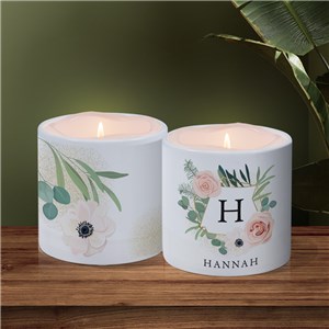 Personalized Floral Initial LED Candle with Holder by Gifts For You Now