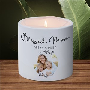 Personalized Blessed Mom Photo LED Candle with Holder by Gifts For You Now photo
