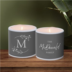 Personalized Family Initial Wreath LED Candle with Holder by Gifts For You Now