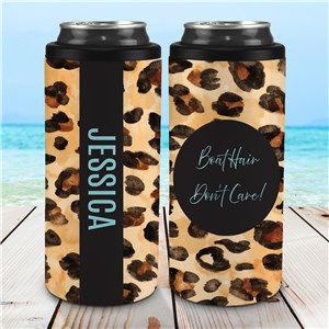 Personalized Leopard Slim Can Cooler by Gifts For You Now