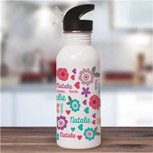 Personalized Flower Word Art Water Bottle by Gifts For You Now