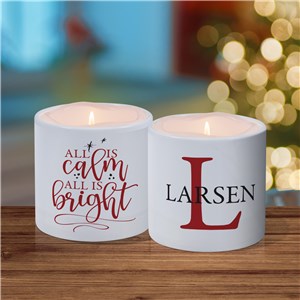 Personalized All is Bright LED Candle with Holder by Gifts For You Now photo