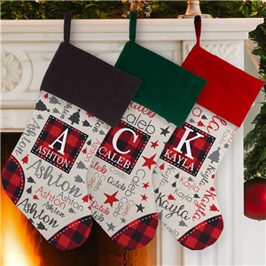Personalized Buffalo Plaid Word Art Stocking by Gifts For You Now