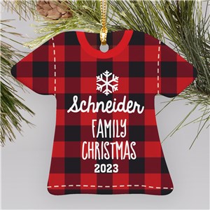Personalized Plaid T-Shirt Christmas Ornament by Gifts For You Now