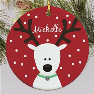 Personalized Reindeer Christmas Ornament Ceramic by Gifts For You Now