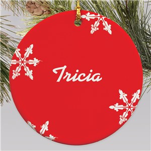Snowflake Personalized Ceramic Christmas Ornament - Red - Large by Gifts For You Now