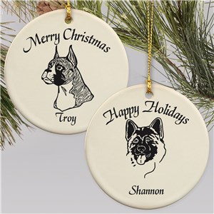 Personalized Dog Breed Holiday Christmas Ornament by Gifts For You Now