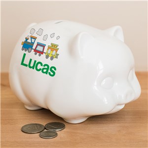 Image of Personalized Choo Choo Train Piggy Bank