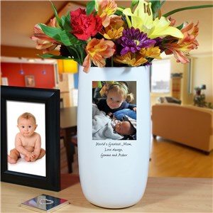 Personalized Ceramic Photo Vase with Custom Caption by Gifts For You Now