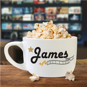 Personalized Popcorn Bowl with Handle by Gifts For You Now