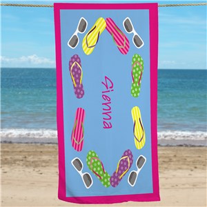 Sunglasses and Flipflops Personalized Beach Towel by Gifts For You Now