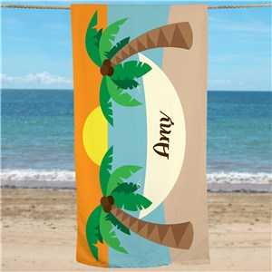 Personalized Palm Tree Hammock Beach Towel by Gifts For You Now