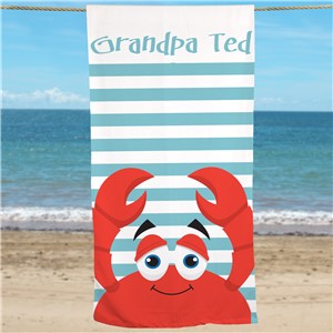 Personalized Crab Summer Beach Towel by Gifts For You Now
