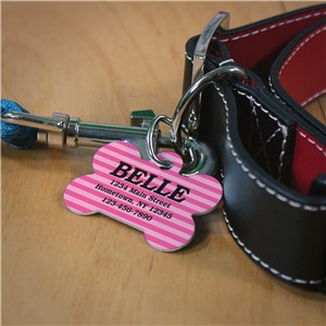 Personalized Stripes Dog Bone Tag by Gifts For You Now