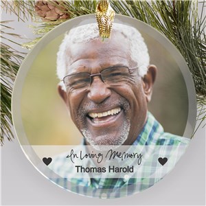 Personalized Glass Memorial Photo Christmas Ornament by Gifts For You Now