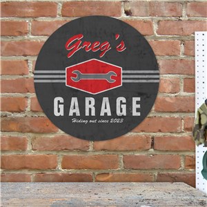My Garage Personalized Round Wall Sign by Gifts For You Now