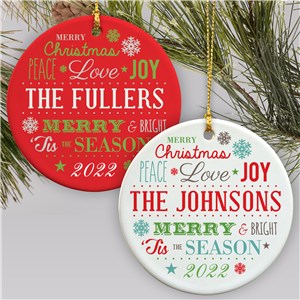 Personalized Merry Christmas Holiday Christmas Ornament - White - Large by Gifts For You Now