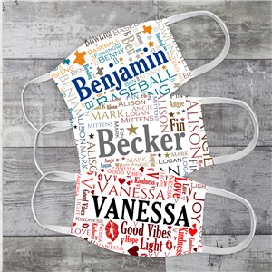 Personalized Family Word Art Face Mask by Gifts For You Now